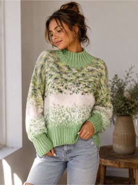 Aerie Multicolor Cowl Neck Sweater